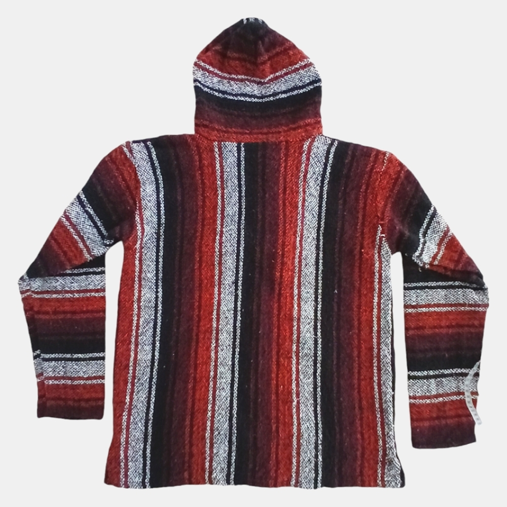 Mexican Baja Hoodie Hippie Surf Poncho Sweater Sweatshirt Pullover Unisex Small - Picture 9 of 12